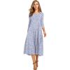 imageHOTOUCH Womens 34 Sleeve Aline and Flare Midi Long DressGrey Dot Printed