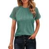 imageHOTOUCH Womens ShortLong Sleeve Lace BlouseShort Sleeve Green