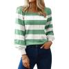 imageHotouch Sweaters for Women 2026 Fall Trendy Tops Casual Puff Sleeve Square Neck Cute Tunic Pullover Blouses XSXXLWhite Green Stripe