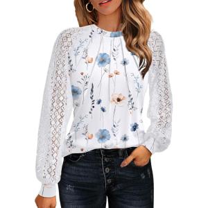 imageHOTOUCH Womens ShortLong Sleeve Lace BlouseA01bf290 Long Sleeve