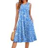 image:imageHOTOUCH Summer Casual Dresses for Women Sleeveless Midi Dress Swing Tank Sundress Pleated Tshirt Dress with PocketsA Blue Floral 01