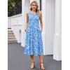 image:imageHOTOUCH Summer Casual Dresses for Women Sleeveless Midi Dress Swing Tank Sundress Pleated Tshirt Dress with PocketsA Blue Floral 01