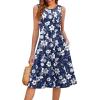 image:imageHOTOUCH Summer Casual Dresses for Women Sleeveless Midi Dress Swing Tank Sundress Pleated Tshirt Dress with PocketsA Blue Floral 02