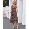 image:imageHOTOUCH Summer Casual Dresses for Women Sleeveless Midi Dress Swing Tank Sundress Pleated Tshirt Dress with PocketsA Brown Floral