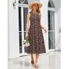 image:imageHOTOUCH Summer Casual Dresses for Women Sleeveless Midi Dress Swing Tank Sundress Pleated Tshirt Dress with PocketsA Brown Floral