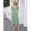 image:imageHOTOUCH Summer Casual Dresses for Women Sleeveless Midi Dress Swing Tank Sundress Pleated Tshirt Dress with PocketsA Green Floral