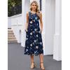 image:imageHOTOUCH Summer Casual Dresses for Women Sleeveless Midi Dress Swing Tank Sundress Pleated Tshirt Dress with PocketsA Navy Floral