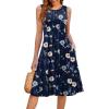 image:imageHOTOUCH Summer Casual Dresses for Women Sleeveless Midi Dress Swing Tank Sundress Pleated Tshirt Dress with PocketsA Navy Floral