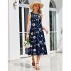 image:imageHOTOUCH Summer Casual Dresses for Women Sleeveless Midi Dress Swing Tank Sundress Pleated Tshirt Dress with PocketsA Navy Floral