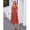 image:imageHOTOUCH Summer Casual Dresses for Women Sleeveless Midi Dress Swing Tank Sundress Pleated Tshirt Dress with PocketsA Red Floral