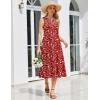 image:imageHOTOUCH Summer Casual Dresses for Women Sleeveless Midi Dress Swing Tank Sundress Pleated Tshirt Dress with PocketsA Red Floral