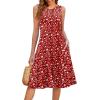 image:imageHOTOUCH Summer Casual Dresses for Women Sleeveless Midi Dress Swing Tank Sundress Pleated Tshirt Dress with PocketsA Red Floral