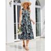 image:imageHOTOUCH Summer Casual Dresses for Women Sleeveless Midi Dress Swing Tank Sundress Pleated Tshirt Dress with PocketsTropical Leaf