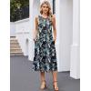 image:imageHOTOUCH Summer Casual Dresses for Women Sleeveless Midi Dress Swing Tank Sundress Pleated Tshirt Dress with PocketsTropical Leaf
