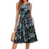 image:imageHOTOUCH Summer Casual Dresses for Women Sleeveless Midi Dress Swing Tank Sundress Pleated Tshirt Dress with PocketsTropical Leaf