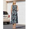 image:imageHOTOUCH Summer Casual Dresses for Women Sleeveless Midi Dress Swing Tank Sundress Pleated Tshirt Dress with PocketsTropical Leaf