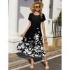 image:imageHOTOUCH Summer Dresses for Women 2026 Casual Midi Boho T Shirt Dress Ladies Sundress Aline Long Beach Vacation ClothesA01black Floral