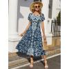 image:imageHOTOUCH Summer Dresses for Women 2026 Casual Midi Boho T Shirt Dress Ladies Sundress Aline Long Beach Vacation ClothesA02blue Ethnic Style