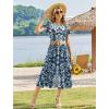 image:imageHOTOUCH Summer Dresses for Women 2026 Casual Midi Boho T Shirt Dress Ladies Sundress Aline Long Beach Vacation ClothesA02blue Ethnic Style