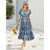 image:imageHOTOUCH Summer Dresses for Women 2026 Casual Midi Boho T Shirt Dress Ladies Sundress Aline Long Beach Vacation ClothesA02blue Ethnic Style