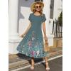 image:imageHOTOUCH Summer Dresses for Women 2026 Casual Midi Boho T Shirt Dress Ladies Sundress Aline Long Beach Vacation ClothesA03green Floral
