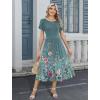 image:imageHOTOUCH Summer Dresses for Women 2026 Casual Midi Boho T Shirt Dress Ladies Sundress Aline Long Beach Vacation ClothesA03green Floral
