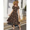 image:imageHOTOUCH Summer Dresses for Women 2026 Casual Midi Boho T Shirt Dress Ladies Sundress Aline Long Beach Vacation ClothesBlack Orange Floral