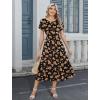 image:imageHOTOUCH Summer Dresses for Women 2026 Casual Midi Boho T Shirt Dress Ladies Sundress Aline Long Beach Vacation ClothesBlack Orange Floral