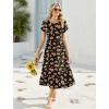 image:imageHOTOUCH Summer Dresses for Women 2026 Casual Midi Boho T Shirt Dress Ladies Sundress Aline Long Beach Vacation ClothesBlack Orange Floral