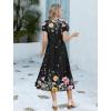 image:imageHOTOUCH Summer Dresses for Women 2026 Casual Midi Boho T Shirt Dress Ladies Sundress Aline Long Beach Vacation ClothesBlack Watercolour Flowers