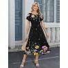 image:imageHOTOUCH Summer Dresses for Women 2026 Casual Midi Boho T Shirt Dress Ladies Sundress Aline Long Beach Vacation ClothesBlack Watercolour Flowers