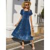 image:imageHOTOUCH Summer Dresses for Women 2026 Casual Midi Boho T Shirt Dress Ladies Sundress Aline Long Beach Vacation ClothesBlue Floral