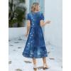 image:imageHOTOUCH Summer Dresses for Women 2026 Casual Midi Boho T Shirt Dress Ladies Sundress Aline Long Beach Vacation ClothesBlue Floral