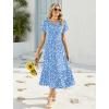 image:imageHOTOUCH Summer Dresses for Women 2026 Casual Midi Boho T Shirt Dress Ladies Sundress Aline Long Beach Vacation ClothesBlue Floral Print