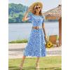 image:imageHOTOUCH Summer Dresses for Women 2026 Casual Midi Boho T Shirt Dress Ladies Sundress Aline Long Beach Vacation ClothesBlue Floral Print