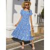 image:imageHOTOUCH Summer Dresses for Women 2026 Casual Midi Boho T Shirt Dress Ladies Sundress Aline Long Beach Vacation ClothesBlue Floral Print