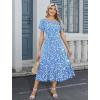 image:imageHOTOUCH Summer Dresses for Women 2026 Casual Midi Boho T Shirt Dress Ladies Sundress Aline Long Beach Vacation ClothesBlue Floral Print