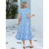 image:imageHOTOUCH Summer Dresses for Women 2026 Casual Midi Boho T Shirt Dress Ladies Sundress Aline Long Beach Vacation ClothesBlue Floral Print