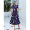 image:imageHOTOUCH Summer Dresses for Women 2026 Casual Midi Boho T Shirt Dress Ladies Sundress Aline Long Beach Vacation ClothesNavy Blue Flowers