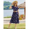 image:imageHOTOUCH Summer Dresses for Women 2026 Casual Midi Boho T Shirt Dress Ladies Sundress Aline Long Beach Vacation ClothesNavy Blue Flowers