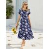 image:imageHOTOUCH Summer Dresses for Women 2026 Casual Midi Boho T Shirt Dress Ladies Sundress Aline Long Beach Vacation ClothesNavy Blue White Flowers