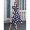 image:imageHOTOUCH Summer Dresses for Women 2026 Casual Midi Boho T Shirt Dress Ladies Sundress Aline Long Beach Vacation ClothesNavy Blue White Flowers
