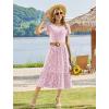 image:imageHOTOUCH Summer Dresses for Women 2026 Casual Midi Boho T Shirt Dress Ladies Sundress Aline Long Beach Vacation ClothesPink Floral Print