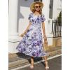 image:imageHOTOUCH Summer Dresses for Women 2026 Casual Midi Boho T Shirt Dress Ladies Sundress Aline Long Beach Vacation ClothesPurple Flowers