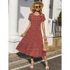 image:imageHOTOUCH Summer Dresses for Women 2026 Casual Midi Boho T Shirt Dress Ladies Sundress Aline Long Beach Vacation ClothesRed Round Dot