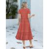 image:imageHOTOUCH Summer Dresses for Women 2026 Casual Midi Boho T Shirt Dress Ladies Sundress Aline Long Beach Vacation ClothesRed Round Dot