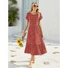 image:imageHOTOUCH Summer Dresses for Women 2026 Casual Midi Boho T Shirt Dress Ladies Sundress Aline Long Beach Vacation ClothesRed Round Dot