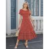 image:imageHOTOUCH Summer Dresses for Women 2026 Casual Midi Boho T Shirt Dress Ladies Sundress Aline Long Beach Vacation ClothesRed Round Dot