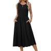 image:imageHOTOUCH Womens Summer Desses Casual Sleeveless Tank Midi Dress with Pockets Aline Flowy Vocation Beach Sundress 2026Black
