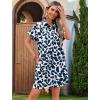 image:imageHOTOUCH Womens Summer Shirt Dress 2026 Short Sleeve Floral Shift Dress Casual Loose Flowy Beach Sundress with PocketsA01blue Leaf Print
